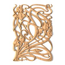 Carved overlay N-272R made of oak with wood carving in the form of leaves and flowers