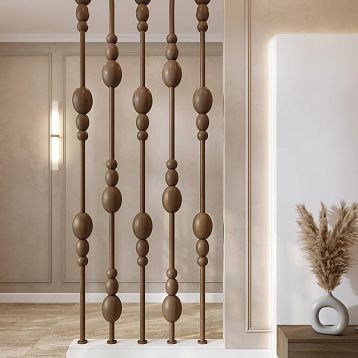 Decorative partition post kit KON-001 made of beech with wooden turned elements