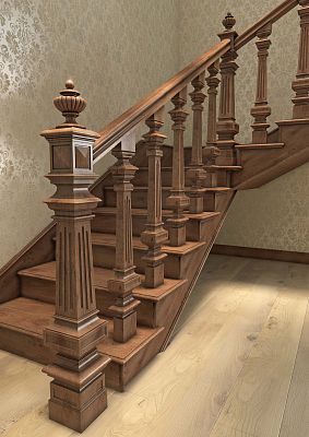 Лестница с деревянными tableбами