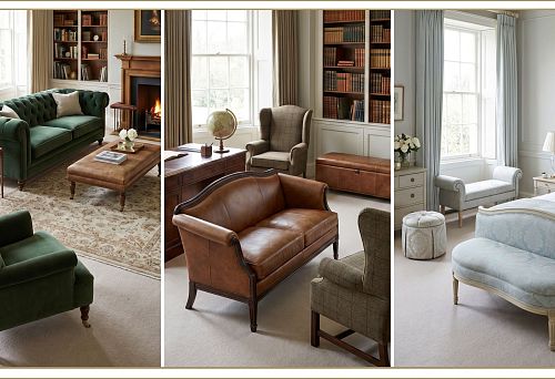 Classic upholstered furniture: how to choose a sofa, armchair, bench and pouf for the living room, study and bedroom