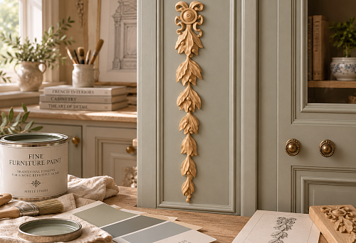 The painter is ready to paint the facades: when to buy the carved wooden overlay N-498 &mdash; before painting the furniture or after
