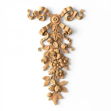 Wooden insert with carved leaves and branches