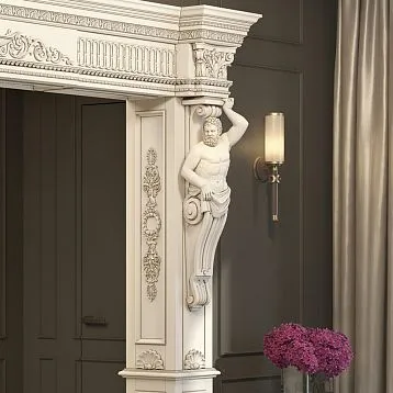 Decorative element made of natural wood N-203 in the shape of a shell with carving