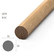Round wooden handrail PR-004, 50 mm diameter, natural oak color