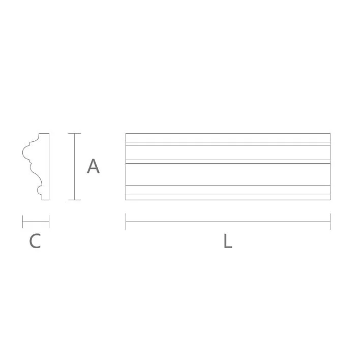 MDF molding for decoration MLD-M-008, drawing for dimensions