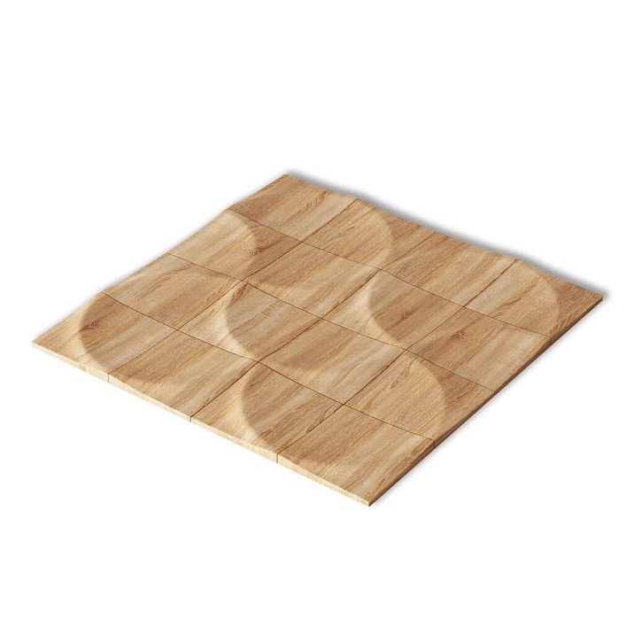 Modular composition of wooden wall panels DP-001 with a wave-like relief