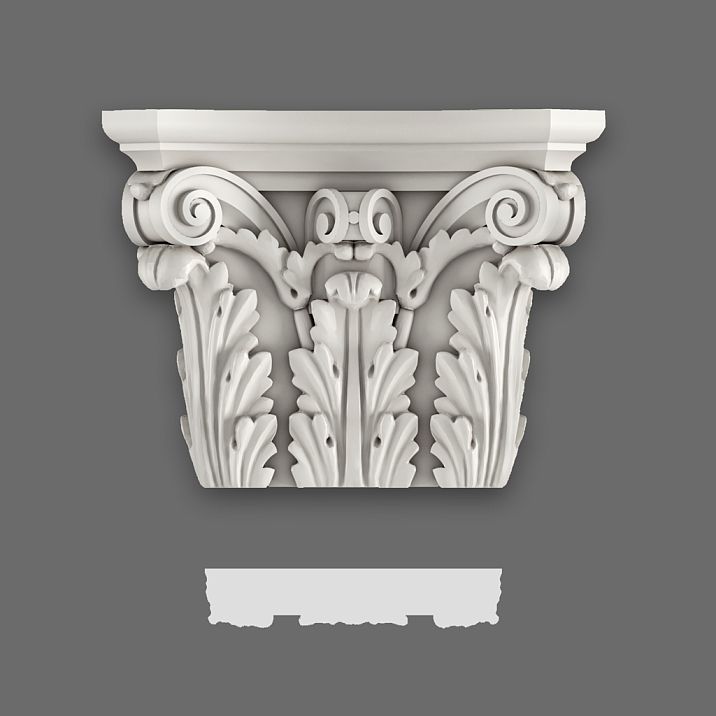 Buy decorative carved capital KLPU-013 from polyurethane for facade finishing