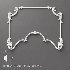 Decorative frame overlay NPU.VRS-003.1 made of polyurethane on a gray background &mdash; Baroque-style ornament with acanthus scrolls