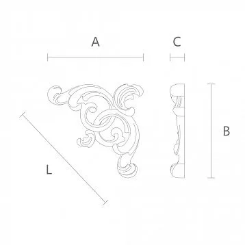 Carved Applique N-167R on a white background for decor