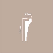 Ceiling cornice polystyrene HI WOOD A90V2 white, 90 mm high, 27 mm wide &mdash; close-up