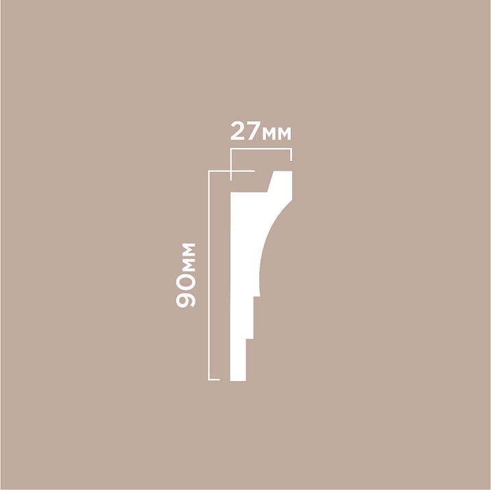 Ceiling cornice polystyrene HI WOOD A90V2 white, 90 mm high, 27 mm wide &mdash; close-up