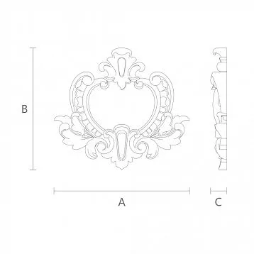 Decorative wooden element with carved flower
