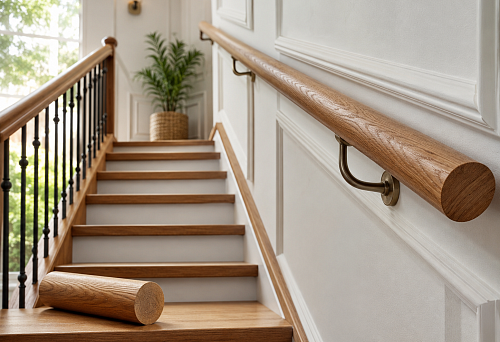 Round wooden handrail PR-004: when to choose a round profile for railings, walls, and stairs