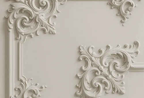 Ceiling molding with refined ornament in classical style