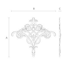 Drawing of stucco decor NPU-508 with dimensions 369&times;419&times;18 mm