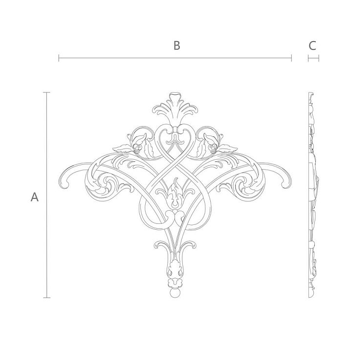 Drawing of stucco decor NPU-508 with dimensions 369&times;419&times;18 mm