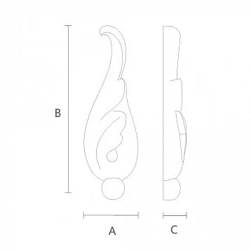 Carved Inlay N-312 from Wood with Carved Ornament and Flower