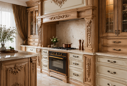 Carved decor for solid wood kitchen fronts: how to choose overlays, moldings, and handles