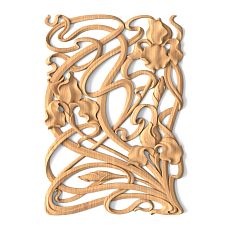 Carved overlay N-272L made of beech with wood carving in the form of leaves and flowers