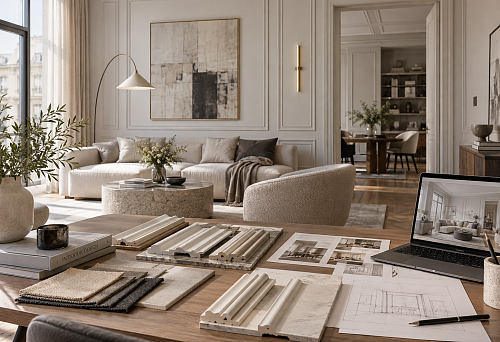 Modern stucco molding for a designer interior