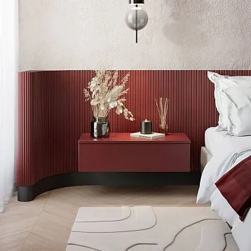 Primed MDF slatted panel PAN-002 on a gray background, flexible wall panel with vertical relief