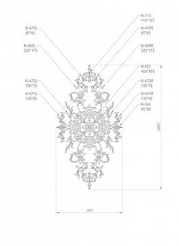 Wooden decor set C-052 for furniture, detailed composition