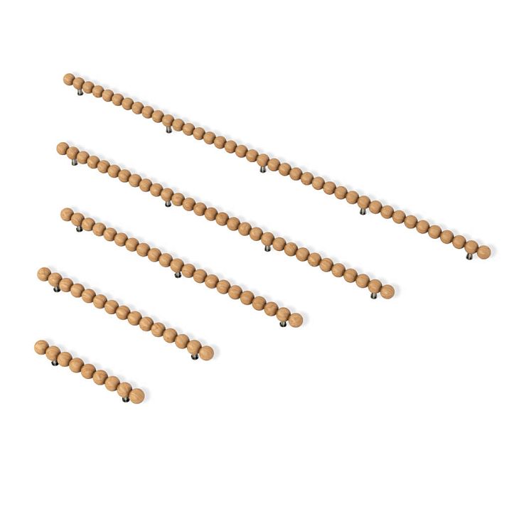 Pair of Atlas HL-071M furniture pull handles made of oak with volumetric texture of turned spheres