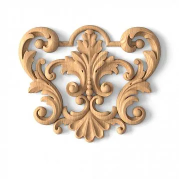 Wooden carved element for decorating walls, furniture, and doors