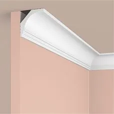 Ceiling cornice polystyrene HI WOOD A70 white 50x50 mm with square profile from South Korean manufacturer