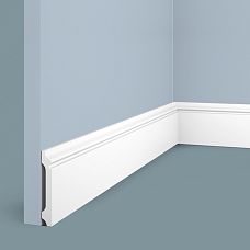Polystyrene floor skirting board B80A HI WOOD, height 80 mm, thickness 12.5 mm, elegant profiled relief, white color