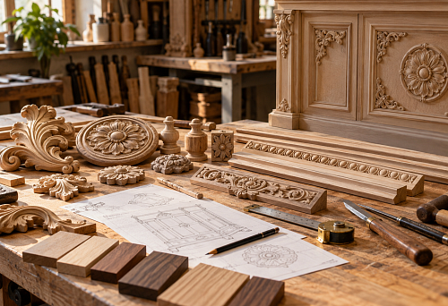 Wooden decorative elements for furniture