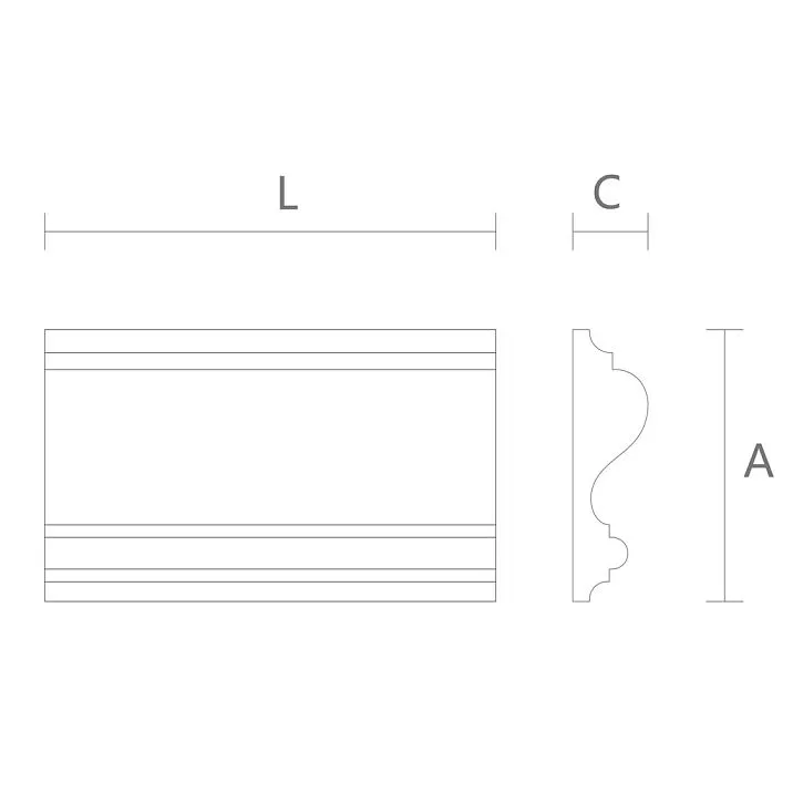 MDF molding MLD-M-050 drawing with dimensions 65&times;18&times;2600 mm &mdash; profile diagram