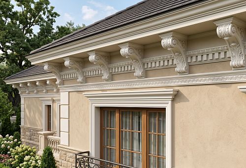 Polyurethane modillions and dentils: how to choose decor for a facade cornice for a private house