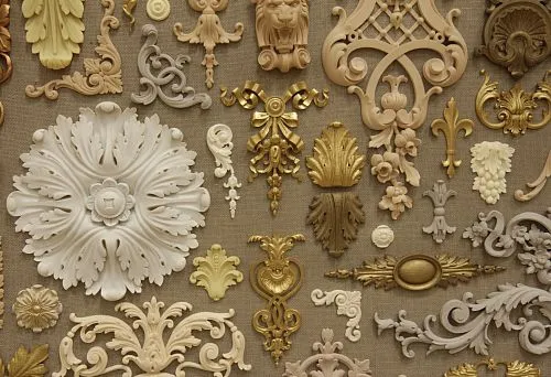 Set of Decorative Facade Elements of Various Shapes and Styles for Individual Home Decoration.