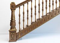 Carved wooden pillar for stair L-017