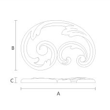 Wooden decorative element N-292L with pattern drawing