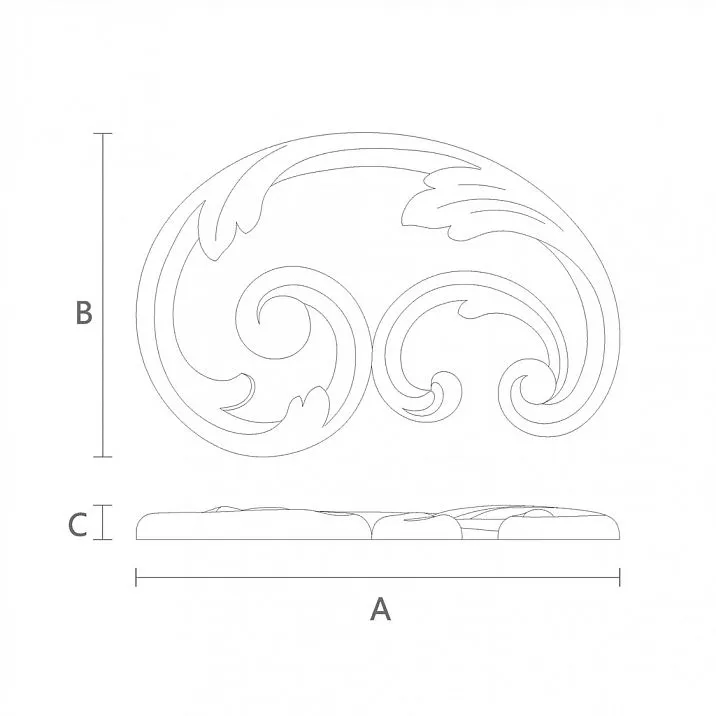 Wooden decorative element N-292L with pattern drawing