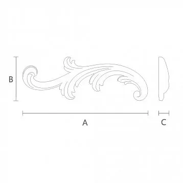 NPU-431L moldings in close-up with smooth scrolls and relief details