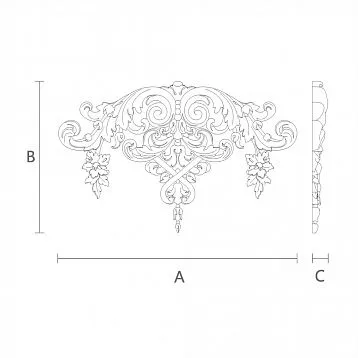 Wooden insert with plant motif pattern
