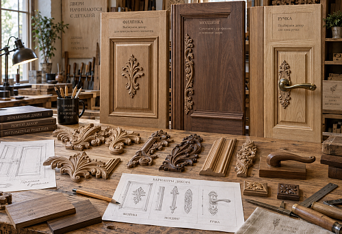 Carved overlays for wooden doors