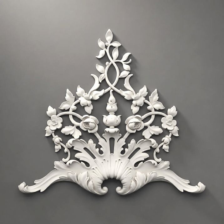Relief decoration NPU.VRS-014L &ndash; polyurethane ornament for walls and furniture.
