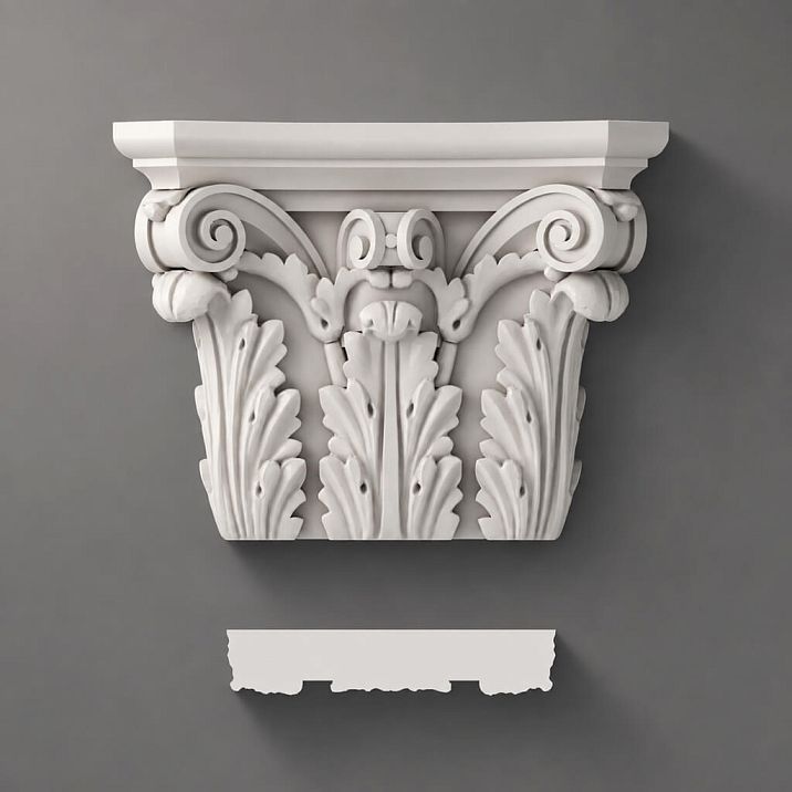 Buy decorative carved capital KLPU-013 from polyurethane for facade finishing