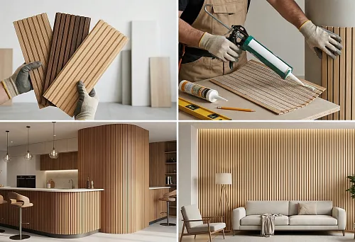 flexible slat panels in various shades for interior decoration