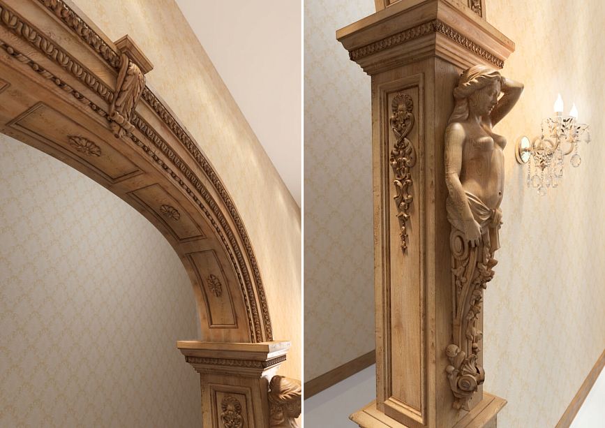 Caryatid decorating the PRT-007 door portal, detailed carving