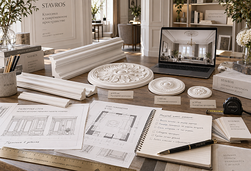 Selection of stucco moldings for an interior project