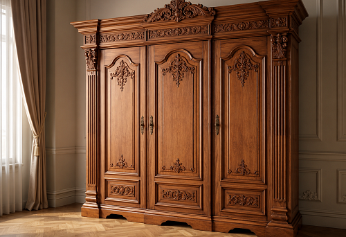 Classic carved cabinet: wooden decor for facade and doors