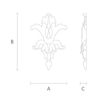 Polyurethane Relief Insert NPU-112 with artistic floral carving for home
