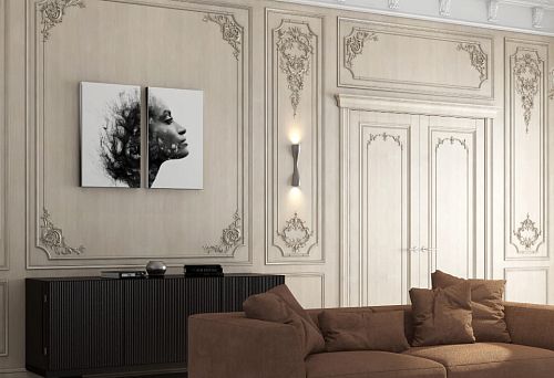 Italian Furniture in Russia &mdash; Elegant Interior with Carved Panels and a Soft Sofa