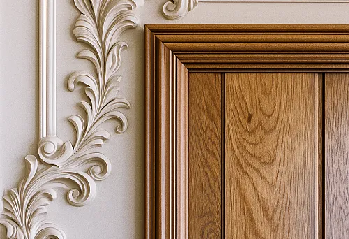Molded decor and wooden elements in a classic interior