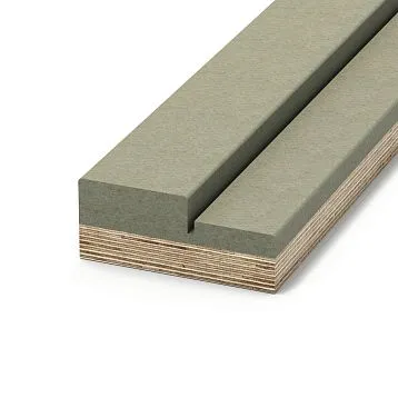 DK-001 door frame profile made of moisture-resistant MDF and plywood, side view on white background